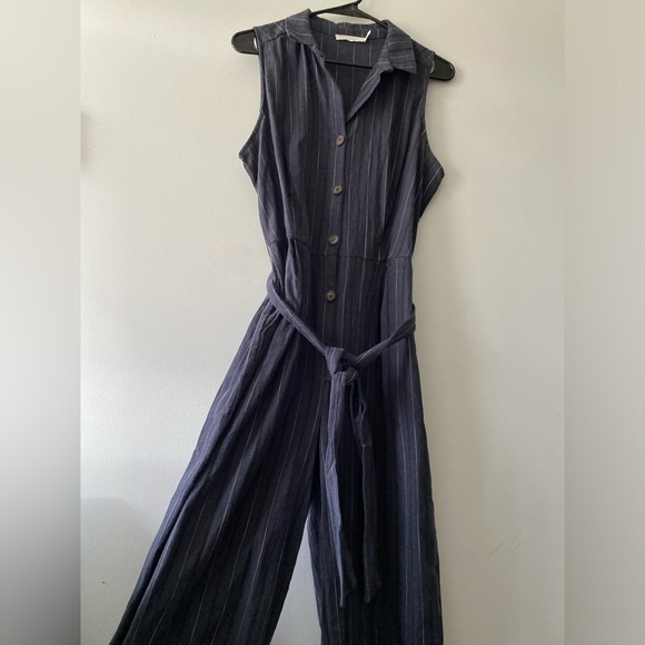 Vintage style striped cotton romper light denim cotton - Picture 3 of 11